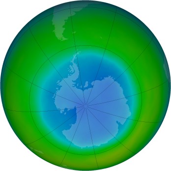 Antarctic ozone map for 1990-08